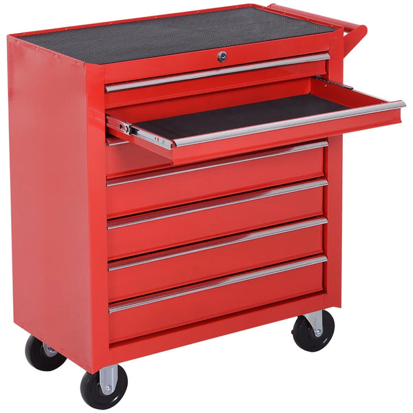 Roller Tool Cabinet Storage Chest Box 7 Drawers Roll Wheels Garage Workshop Red