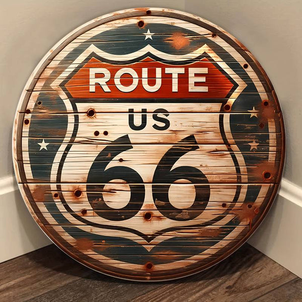 Faded Route 66 Wood Stye Sign