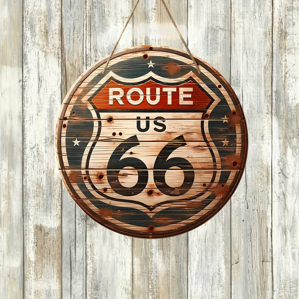 Faded Route 66 Wood Stye Sign