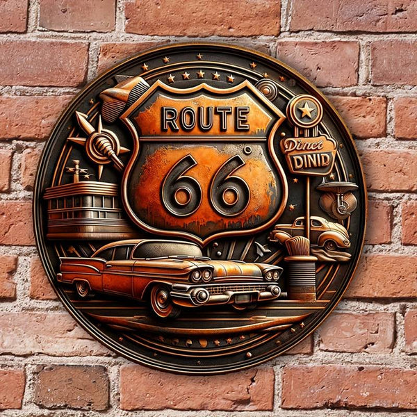 Route 66 Sign 3d Wood Theme