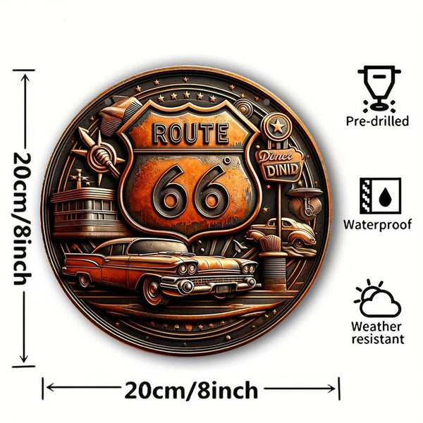 Route 66 Sign 3d Wood Theme