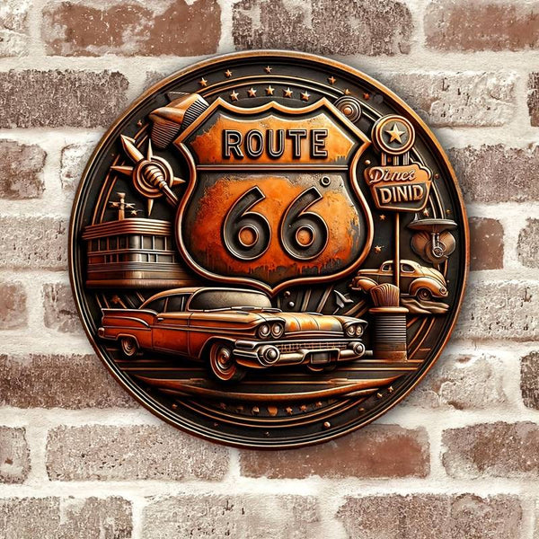 Route 66 Sign 3d Wood Theme