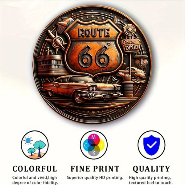 Route 66 Sign 3d Wood Theme